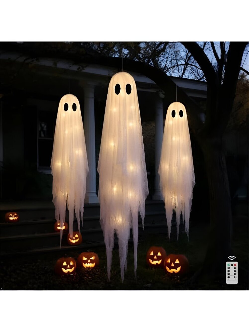 3 Packs Halloween Decorations Outdoor - Hanging Ghost Decor for Porch Yard